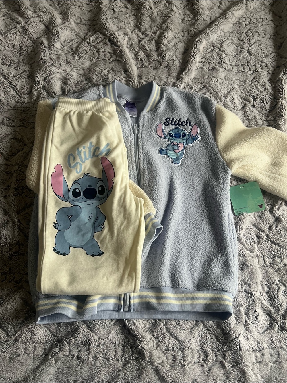 Disney lilo & Stitch Fleece Jacket & Joggers in Light Blue and Cream